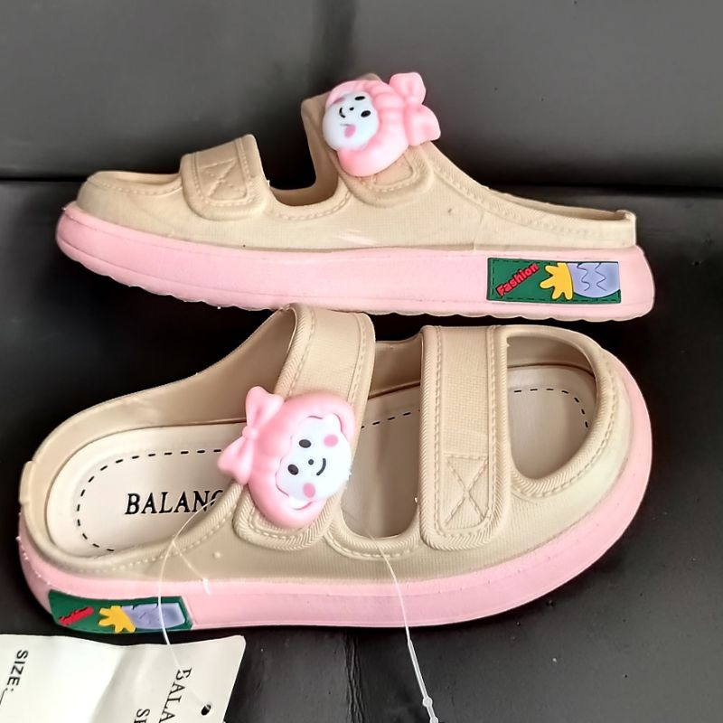 Sandal anak perempuan HYS Original Ban 2 size 24-29 Sandal import anak wanita Sendal trendy Selop doble ban Cute motif Lotso bear