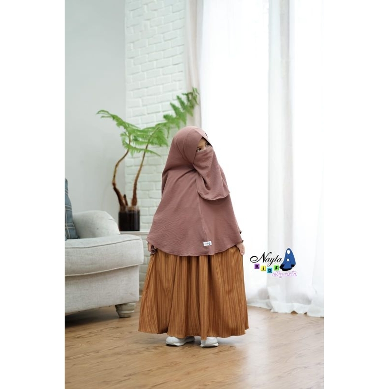 Gamis Layla by Nayla Kids Gamis Anak Set Lady Rose mix Airflow Crincle Variasi motif gamis garis sal