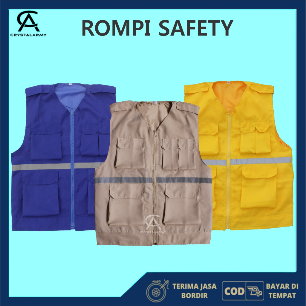 Rompi Proyek - Rompi Safety - Rompi Tambang - Rompi kain - Rompi K3 - Rompi Stabilo