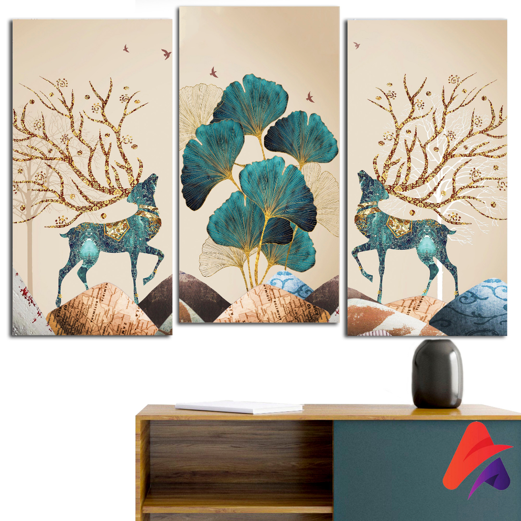 HIASAN DINDING RUSA REALISTIK AESTHETIC (15X30) WALL DECOR PAJANGAN DINDING DAUN POSTER REALISTIK BAGUS KAYU RUANGAN