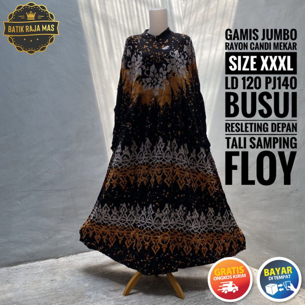 Gamis Wanita Terbaru Jumbo Kekinian Modern Dewasa Rayon Original Busui Resleting Depan Tali Samping 