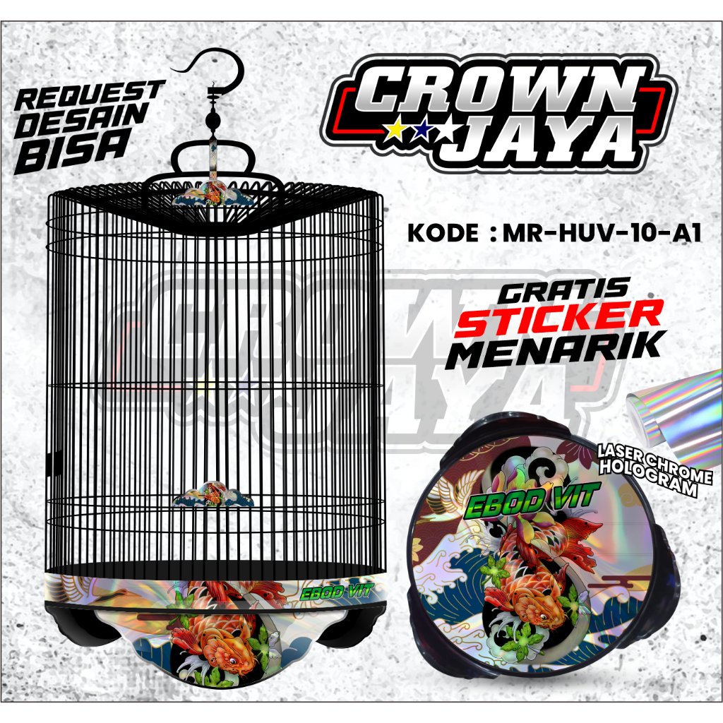 Decal Sangkar Kandang Bulat BNR ORIQ JAYA Sticker Decal UV Maxdecal Hologram Tebok Murai Batu EBOD V