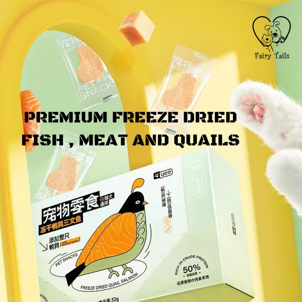 Freeze Dried Snack Cemilan Daging Beku Ayam Burung Ikan Salmon Atau Ikan Hiu Untuk Kucing / Freeze Dried Raw Meat from Chicken Quail Salmon and Shark for Cat