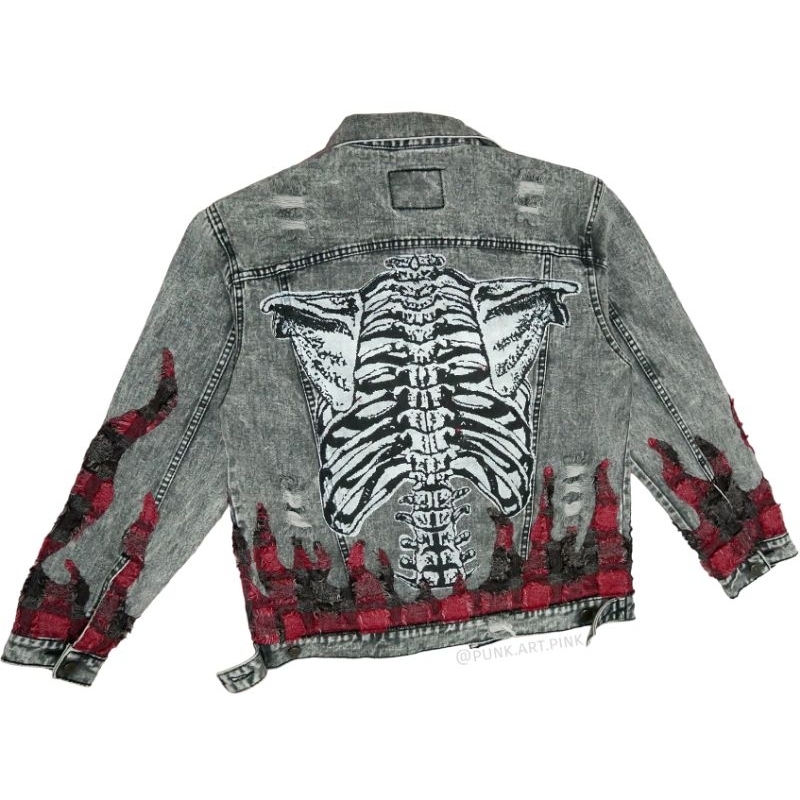 jaket jeans denim levis oversize lukis painting custom