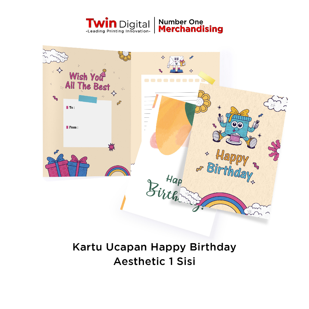Twindigital Custom Kartu Ucapan Selamat Ulang Tahun Greeting Card - Thank You Card Happy Birthday Ae