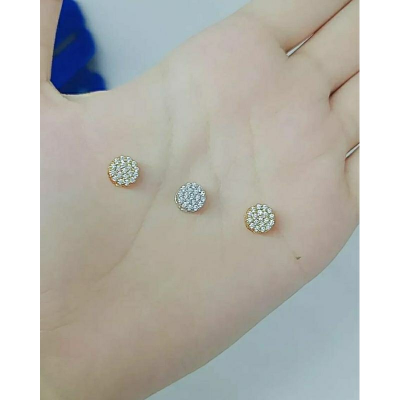 liontin tusuk bulat kecil mp/perak asli silver 925 lapis emas/perhiasan fashion wanita terbaru