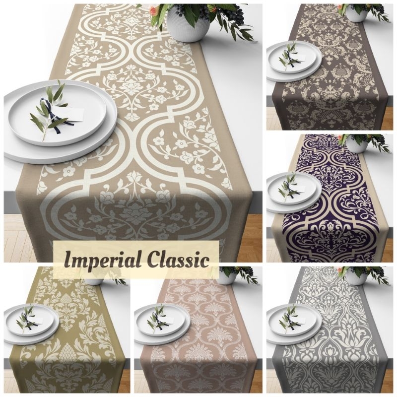 TABLE RUNNER TAPLAK MEJA PRINT MOTIF IMPERIAL CLASSIC 140X40 / 230X40 / 180x33 CM