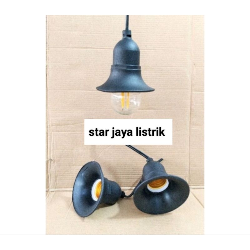 Fitting Lampu Gantung KAWACHI JL-777 Hitam | Fitting Lampu Tahan Hujan (1 PCS)