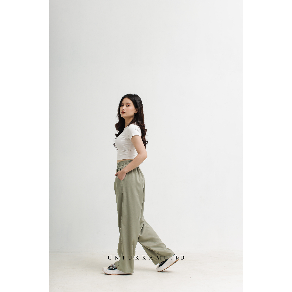 Loose Pants Trousers Wanita  Celana Anti Kusut  Celana Kulot Wanita Celana Kantor Kulot Highwaist Wanita by Untuk Kamu