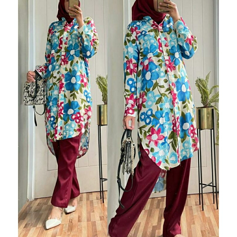 Bianca Set, SETELAN TUNIK + CELANA CANTIK MODIS FIT XL LD 116 TERMURAH OOTD KEKINIAN TERLARIS