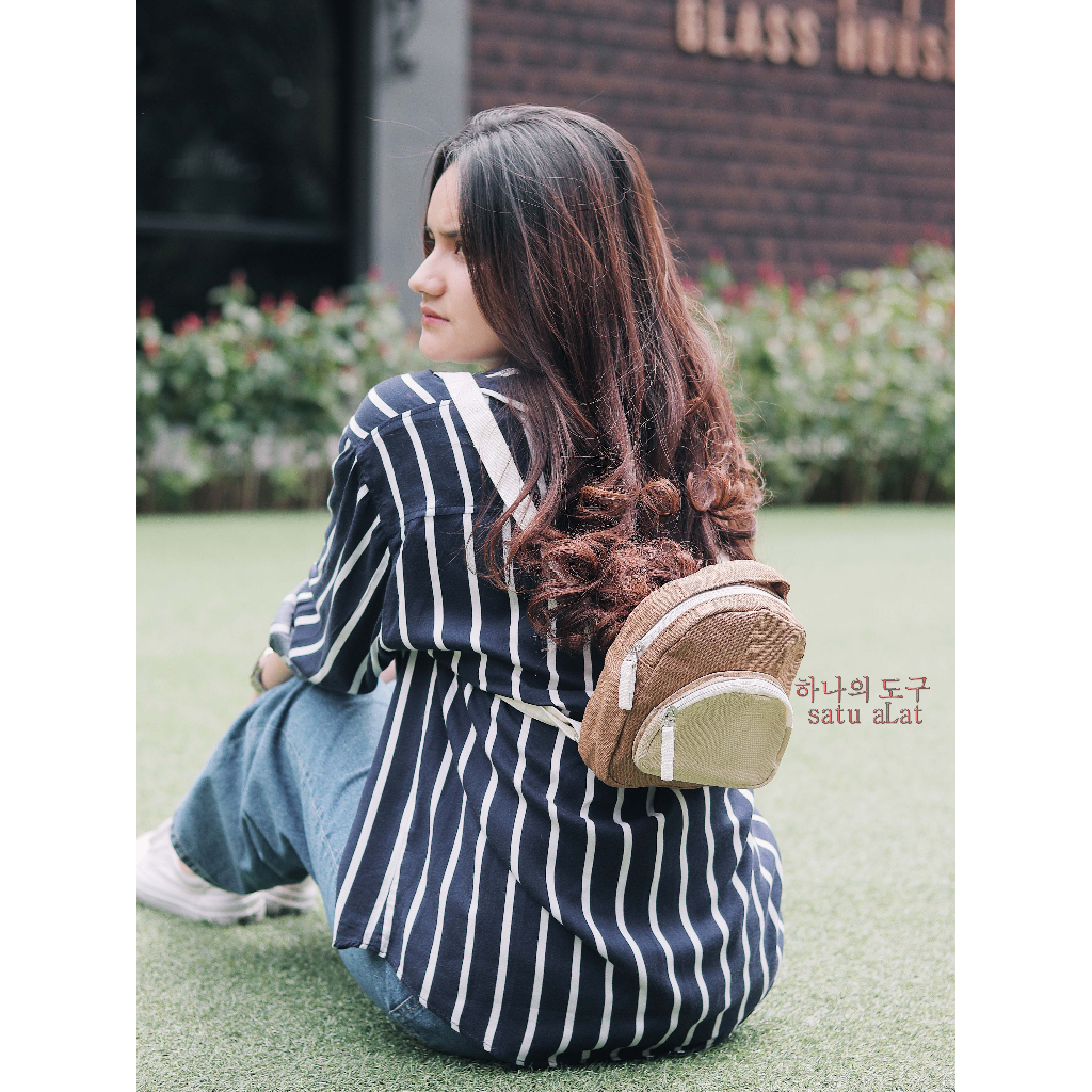 SATU ALAT Tas Ransel + Tas Selempang MIRANTY 100% Canvas Premium Tebal Tas Kanvas