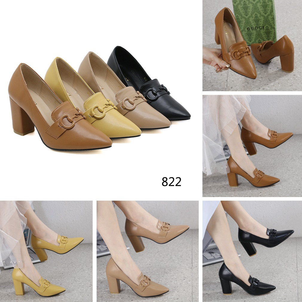 GC  822 Leather Horsebit Block Heel Pumps