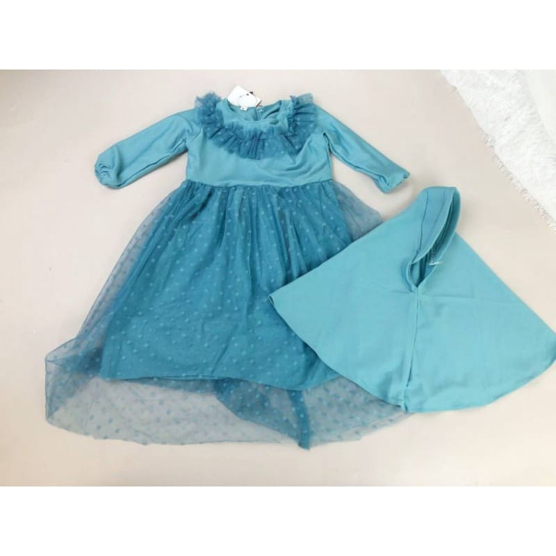 baju dress muslim dres gamis anak bayi perempuan 2 3 4 5 6 tahun hijau mint