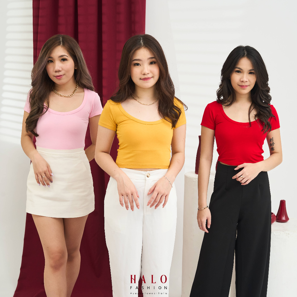 [HaloFashion] Sybil Sexy Crop Top Basic Top Korean Fashion