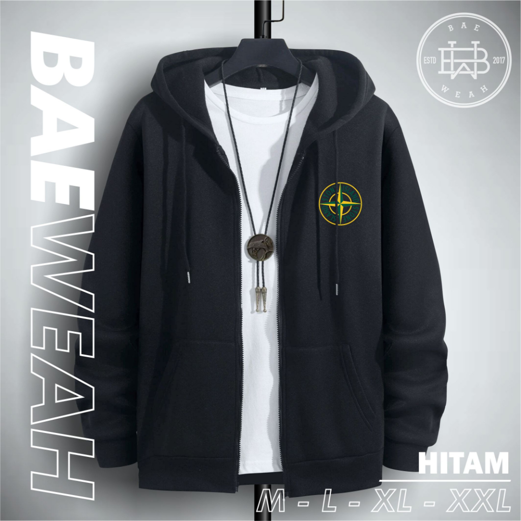 TERMURAH COD Jaket Sweater Hoodie Zipper Distro Pria STONE ISLAND Model Terbaru Kekinian Best Seller