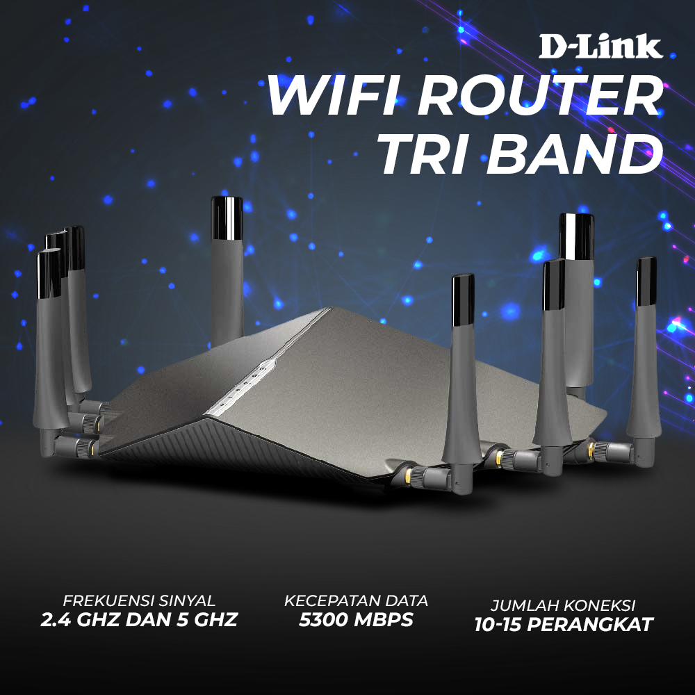 D-Link AC5300 Ultra WiFi Router Tri Band MU-MIMO 2.4/5.0GHz 8 Antena - DIR-895L - Gray