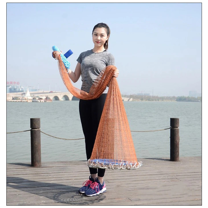 Jaring Pancing Ikan Lempar Fishing Throw Net Cage 3.6 Meter - SE4 - Orange