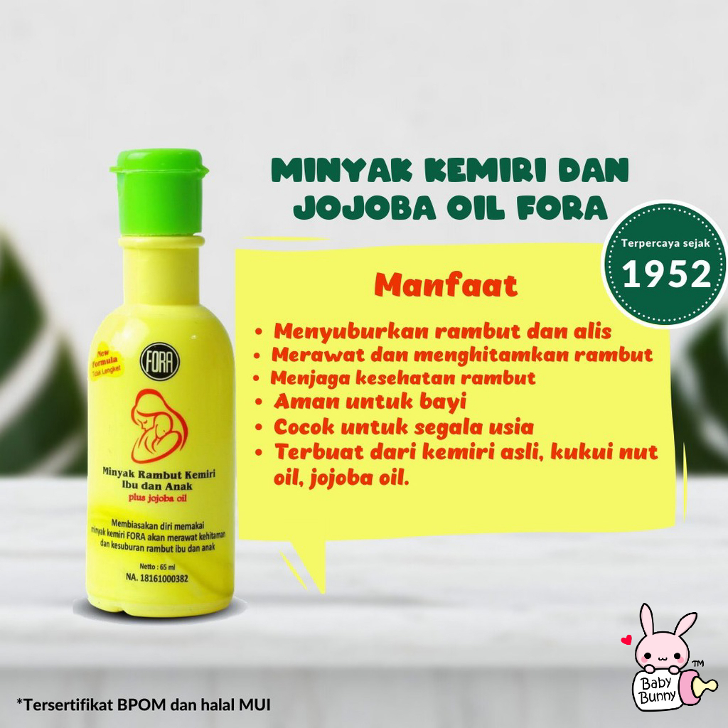 ❤ BELIA ❤ FORA Minyak Kemiri + Jojoba Oil 65mL | minyak rambut ibu dan anak formula baru