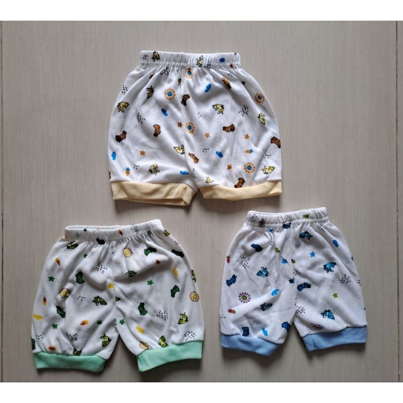 Celana bayi pendek printing newborn SNI 3pc