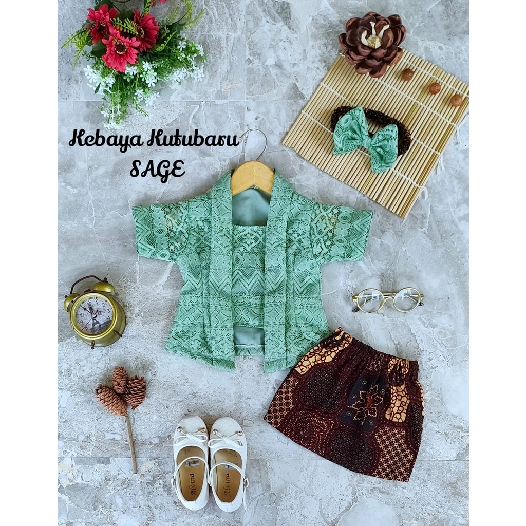 KEBAYA KUTUBARU SALE ANAK WARNA HIJAU SAGE/ KEBAYA NEWBORN / BAJU KEBAYA / BAJU PHOTOSHOOT BAYI