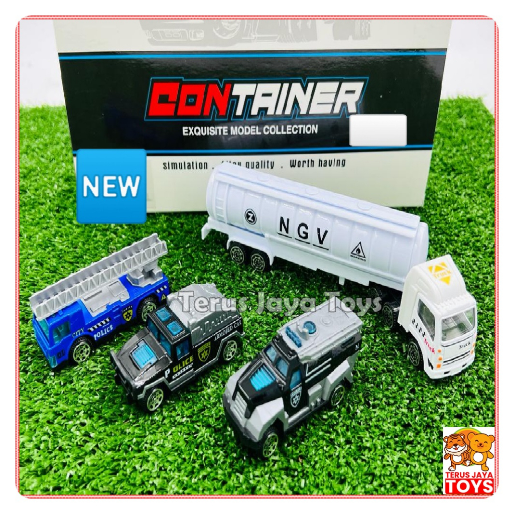 Miniatur Mainan Mobil Truk Kontainer Tangki Diecast Metal Mobil Militer