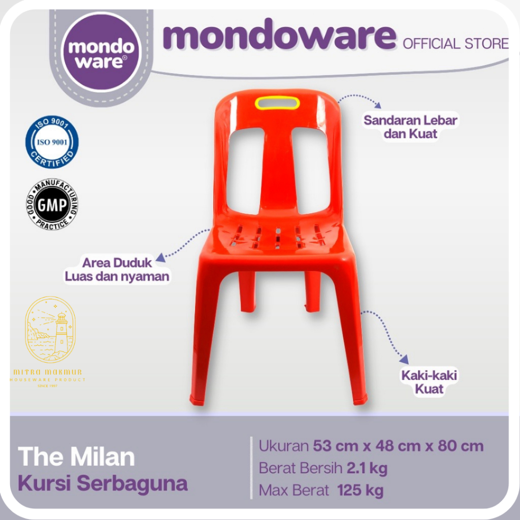 SALE!! MONDOWARE KURSI PLASTIK MILAN KURSI WARKOP KURSI SERBA GUNA 9188