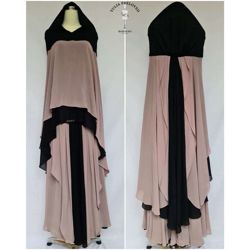 Set Khimar Gamis Yunia Syar'i Black Mauve
