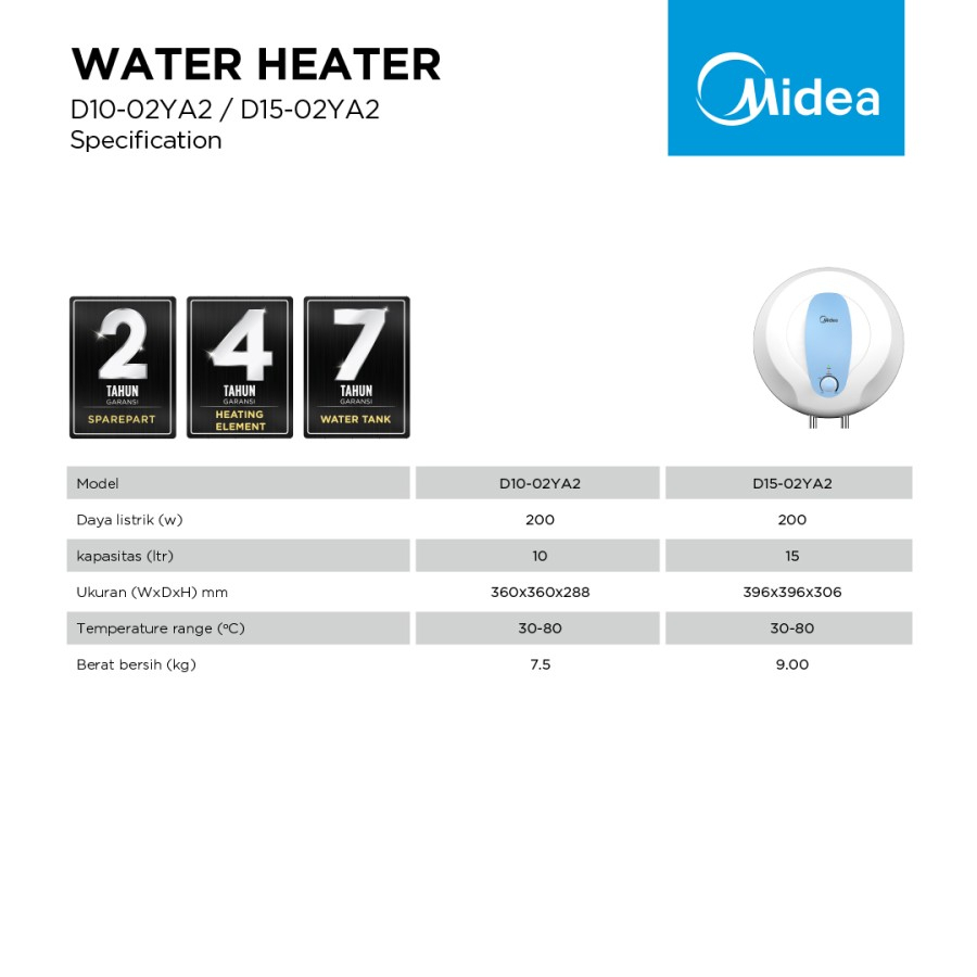 Midea Water Heater 15L - D15-02YA2