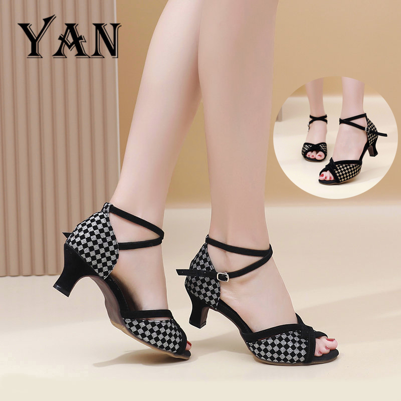 YAN Sandal High Heels Wanita Sepatu Hak 5cm Sepatu Dance Wanita