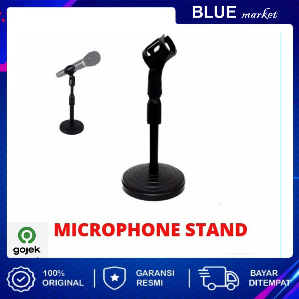 tand Mic Meja Holder Microphone Dudukan Tripod Tiang Penyangga Mikrofon Podium Podcast