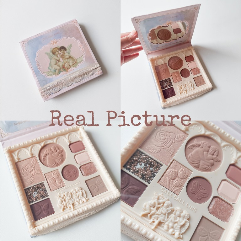 CSP134 – Face Pallete Makeup 10in1 CallCall Ling Angel Embossed Eyeshadow Blush On Highlighter Bronzer Contour Retro Vintage KKV