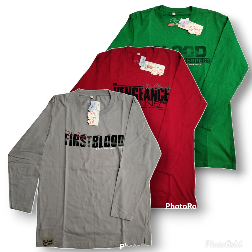 Kaos Oblong Lengan Panjang Katun Ie'Tuna Size XL Unisex Lembut Tebal Remaja Dewasa Sleman Jogja