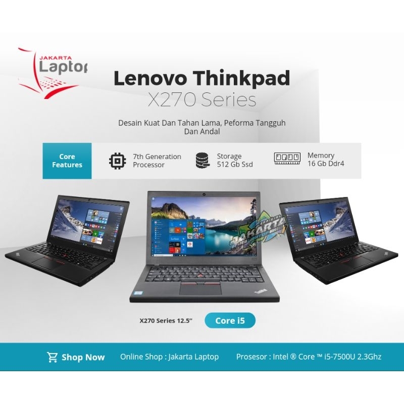 LAPTOP LENOVO THINKPAD X270 | CORE I5 | GENENERASI 7 | RAM 16GB | SSD 1000 GB | SUPER MULUS MURAH BERGARANSI