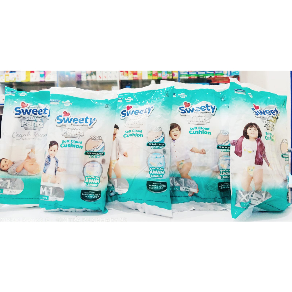 Popok 𝐒𝐰𝐞𝐞𝐭𝐲 𝐒𝐢𝐥𝐯𝐞𝐫 𝐏𝐚𝐧𝐭𝐬 𝟏 𝐏𝐂𝐒 - Popok Celana S1/M1/L1/XL1/XXL1