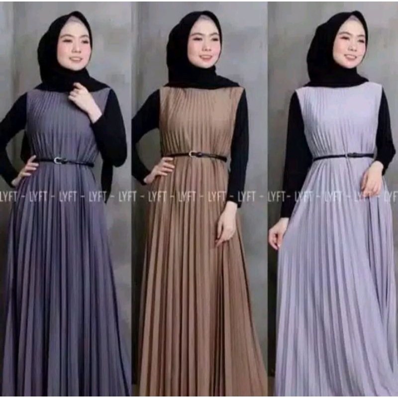 (GRATIS ONGKIR) PROMO DREES PLISKET/COD/LONG DRESS PLISKET/DRESS WANITA/ PAKAIAN WANITA