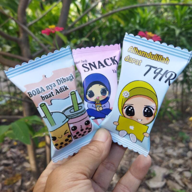 

10pcs Amplop Snack dan Amplop Lebaran Bentuk Permen Motif Snack Kekinian