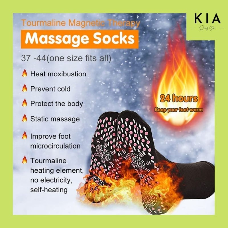 KAOS KAKI TERAPI PEMANAS PENGHANGAT TELAPAK KAKI AKUPUNKTUR PENGISIAN MENINGKATKAN SIRKULASI DARAH MEREDAKAN RASA LELAH PEGAL NYERI MAGNETIC TOURMALINE FOOT MASSAGE SOCKS