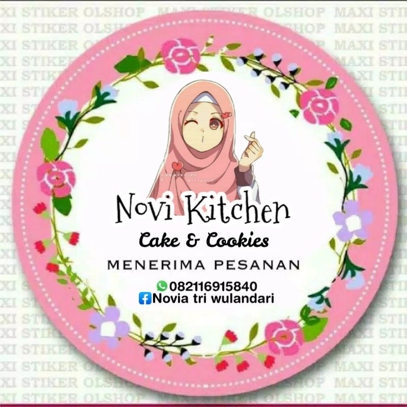 

(MINIMAL ORDER 10P PCS) STIKER PRODUK KEMASAN CEMILAN MOTIF PINK BUNGA HIJAB