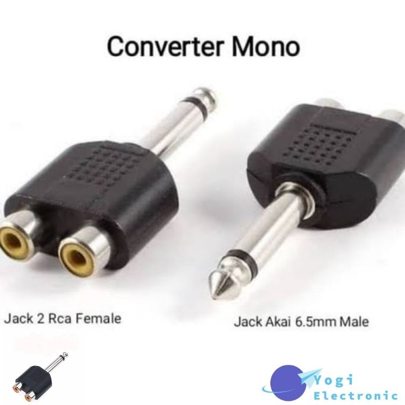 JACK CONVERTER SAMBUNGAN 2 RCA TO AKAI MONO