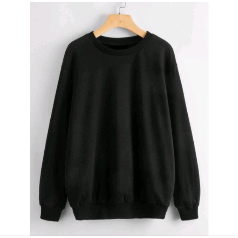 SWEATER CREWNECK POLOS HITAM PRIA WANITA//SWEATER POLOS MURAH//CREWNECK BUAT SEKOLAH