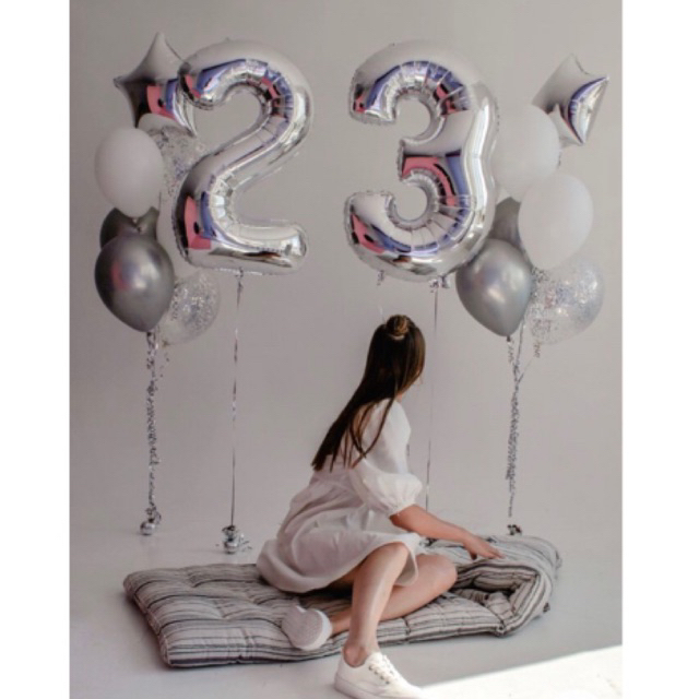 Balon Angka Jumbo Silver 80cm
