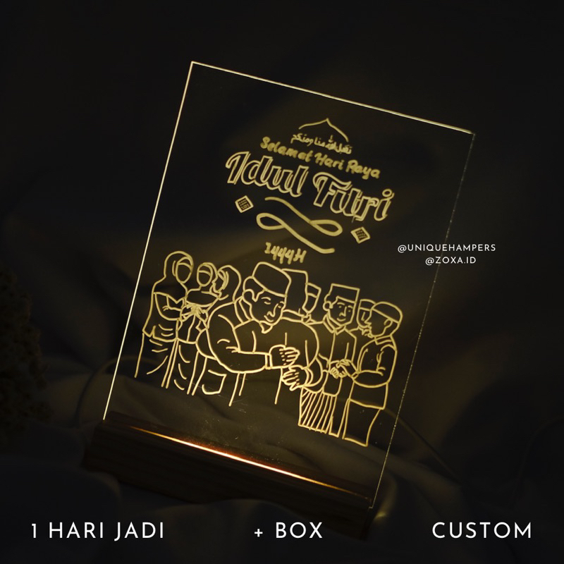 AKRILIK CUSTOM RAMADHAN /LEBARAN/ IDUL FITRI/ KADO LAMPU AKRILIK / HAMPERS LAMPU AKRILIK / KADO WISU