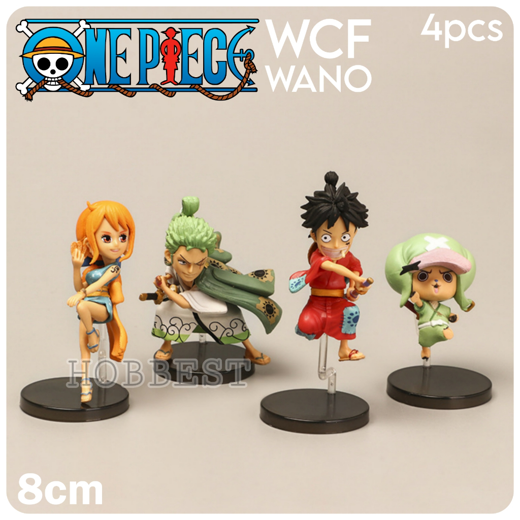 Action Figure WCF ONE PIECE WANO KUNI isi 4 pcs Miniatur Topper Kue Pajangan Luffy Zoro Nami Chopper