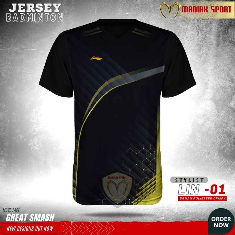 KAOS BADMINTON BAJU BULUTANGKIS STYLIST JERSEY BADMINTON PRINTING PREMIUM