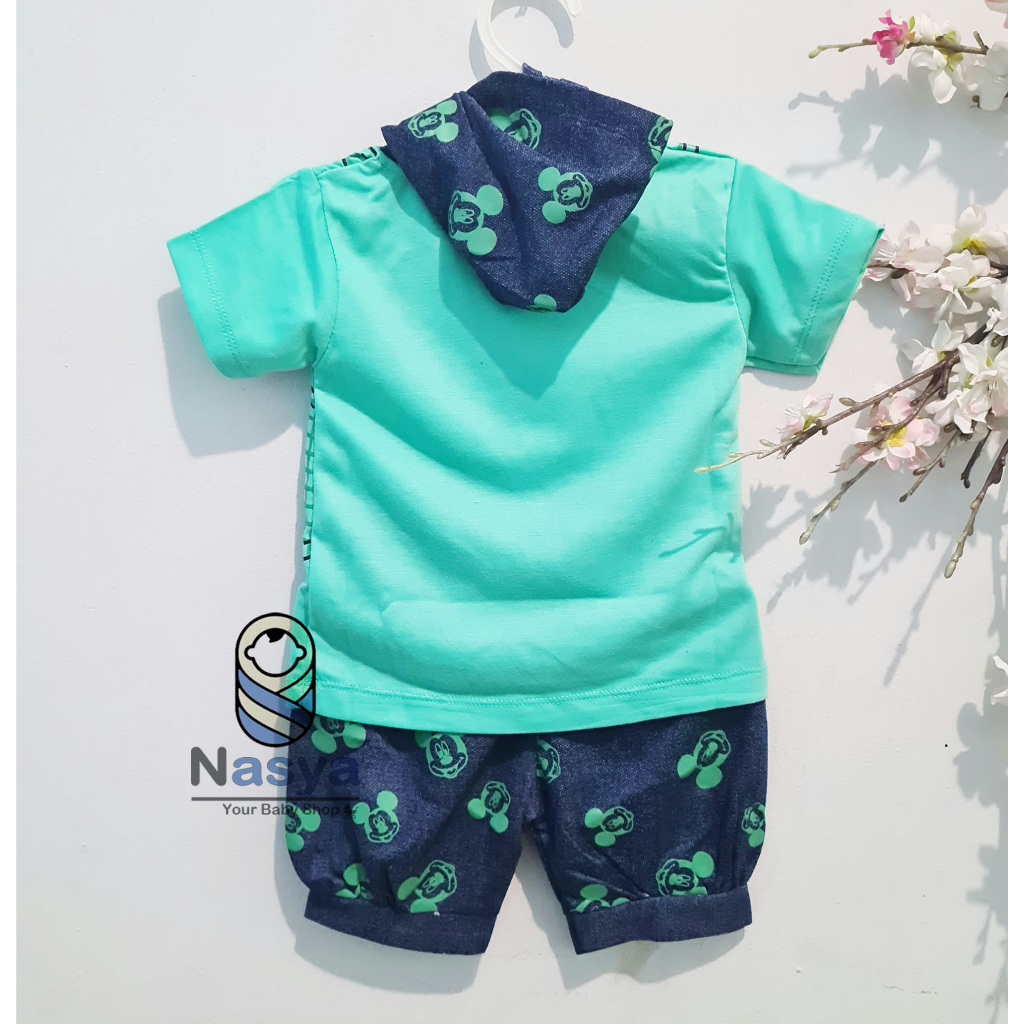 [JC-004] Setelan baju bayi anak laki laki motif Karakter HOODIE TAS usia baby 0-6 bulan