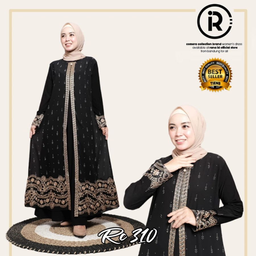 Abaya Turkey Hitam Bordir Gamis Abaya Turki Jersey Mix Ceruty