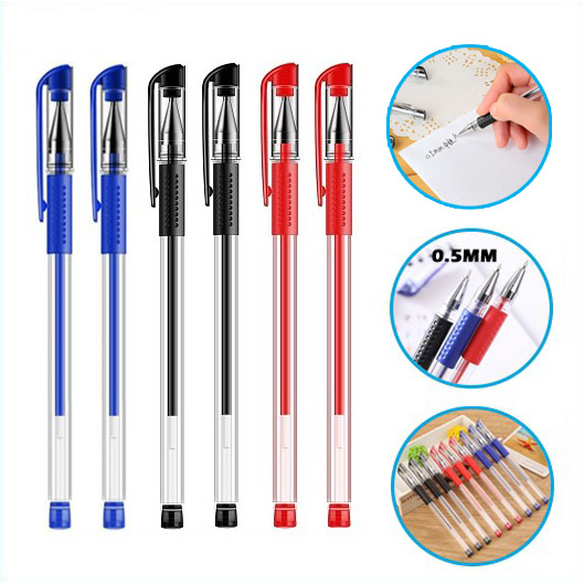 

Pulpen Balpoint Gel Ink 0.5 mm Pena Alat Tulis Sekolah Kantor Warna Hitam Biru Merah