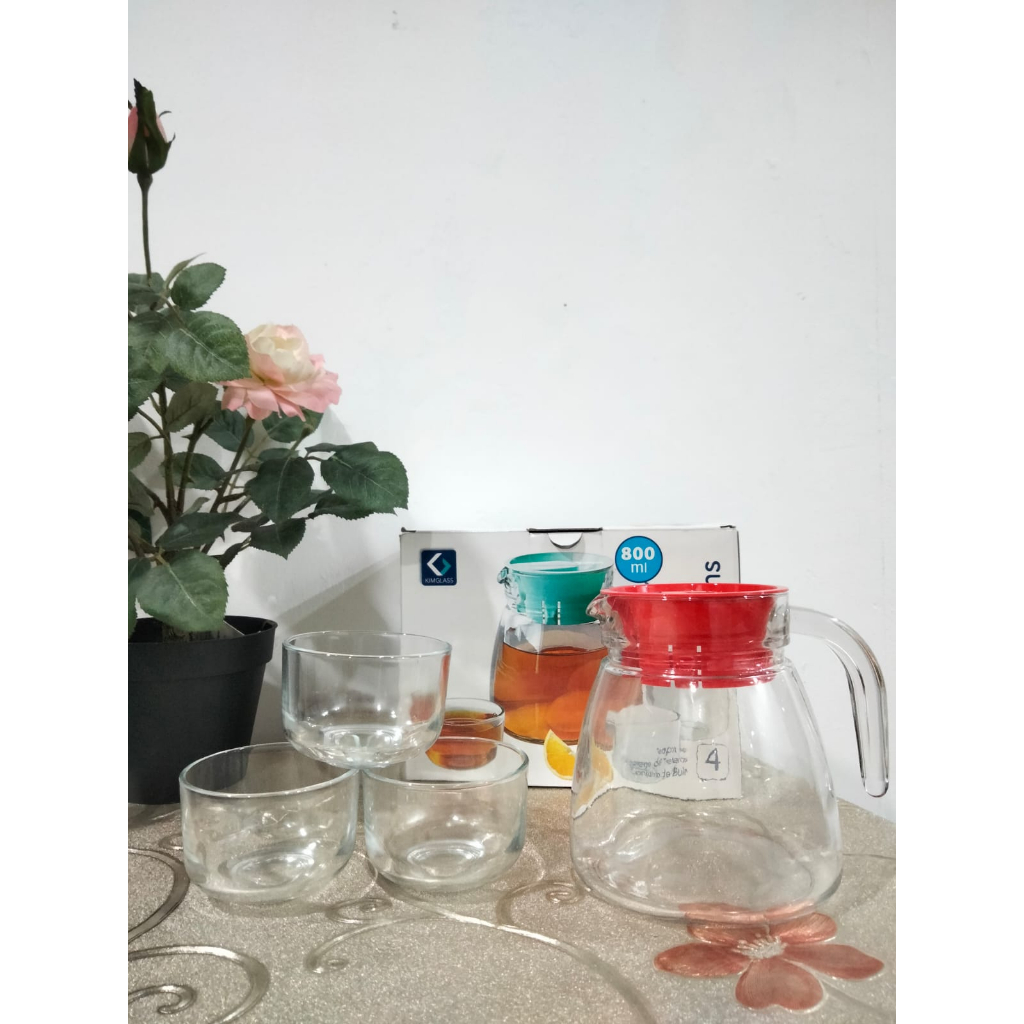 Grosir Termurah Pitcher Teko Set / Drink Set Kimglass Isi 4 Pcs / Teapot Set ORLEANS