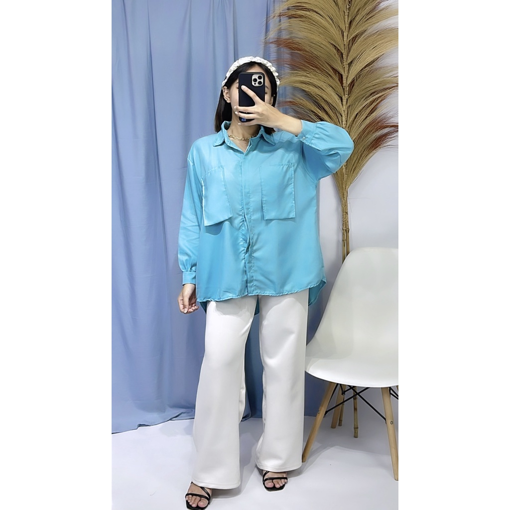 AREUM KOREAN BLOUSE / KEMEJA POCKET OVERSIZE