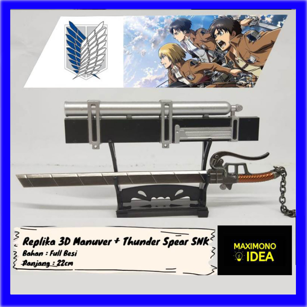 Gantungan Kunci Pedang Anime Attack on Titan Thunder Spear  3D Manuver
